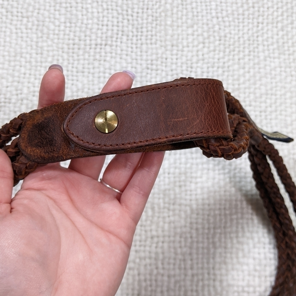 Vintage Ruff Hewn True American Western‎ Wear Brown Braided Leather Belt Size M - Picture 6 of 7